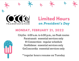 OCCK President's Day Holiday Schedule