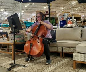 Amy Collins Plays Pop-up Cello Performance