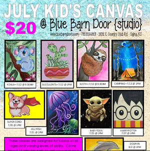 July Kids Classes at Blue Barn Door Studio