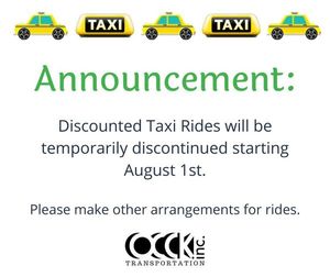 OCCK Discounted Taxi Rides Temporarily Discontinued