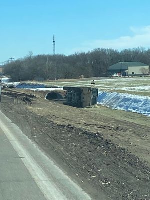 One Injured After Truck Overturns