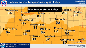 Above Normal Temperatures Again Today