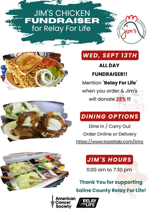 Supporting a Cause with Your Appetite: Salina's Relay for Life Hosting Restaurant Fundraisers in September