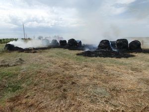 Hay Bales Catch Fire in Mishap in Western Saline County