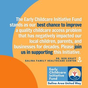 Salina Area United Way Receives $15,000 Childcare Donation from Salina Family Healthcare Center