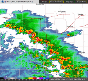 Scattered Showers and Thunderstorms to Continue in Central and Eastern Kansas