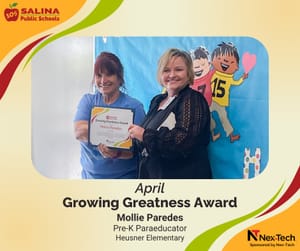 Mollie Paredes Honored with April Growing Greatness Award