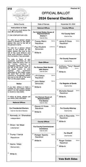 Saline County Sample Ballot