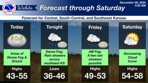 Rain Showers and Fog Expected, Sunshine on Saturday