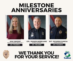 Salina Thanks Kim Vincent, Shawn Moreland, and Ricardo Garcia for Their Commitment